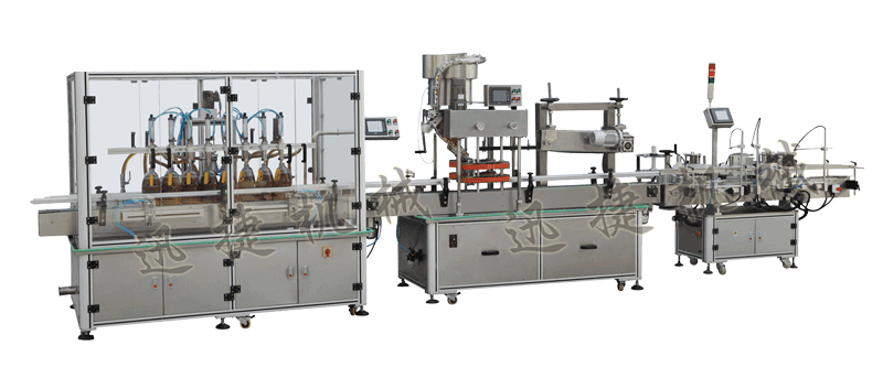 灌裝機(jī)+全自動(dòng)封蓋機(jī)（自動(dòng)理蓋，自動(dòng)扣蓋，自動(dòng)旋壓蓋）+貼標(biāo)機(jī)